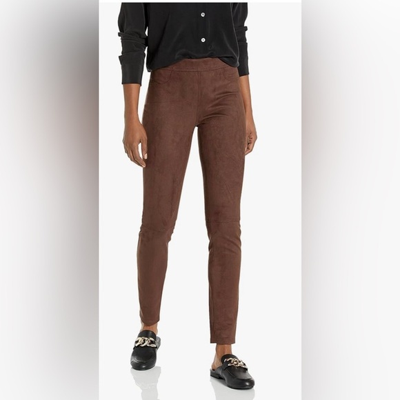Max Studio brown faux suede Knee Seam Detail stretch jeggings Pants size medium - Picture 1 of 3
